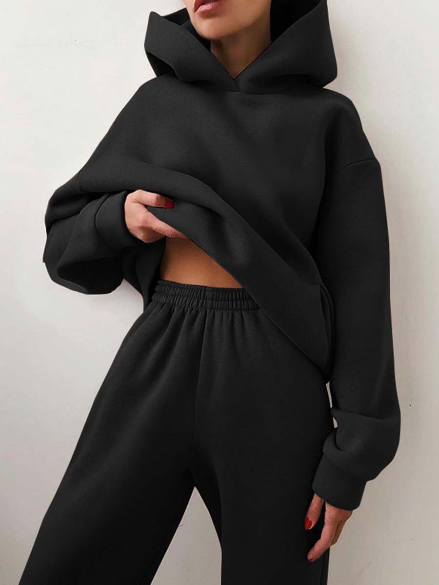 Women's Casual Hooded Sweater & Tracksuit Set – Stylish Two-Piece Outfit