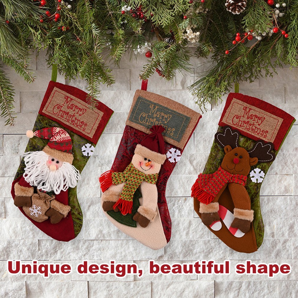 Christmas Stocking Socks | Santa, Snowman & Elk Ornaments for Gifts & Décor