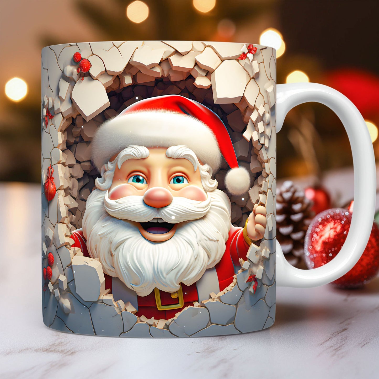 3D Christmas Ceramic Mug – Space Design Snowman & Santa Coffee Cup for Kids & Adults, Xmas Gift