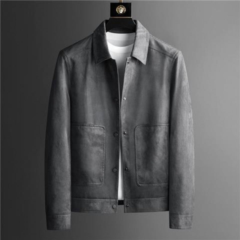 Men's High-Grade British Style Lapel Jacket - Casual & Easy-Match PU Outerwear