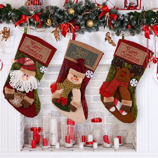 Christmas Stocking Socks | Santa, Snowman & Elk Ornaments for Gifts & Décor