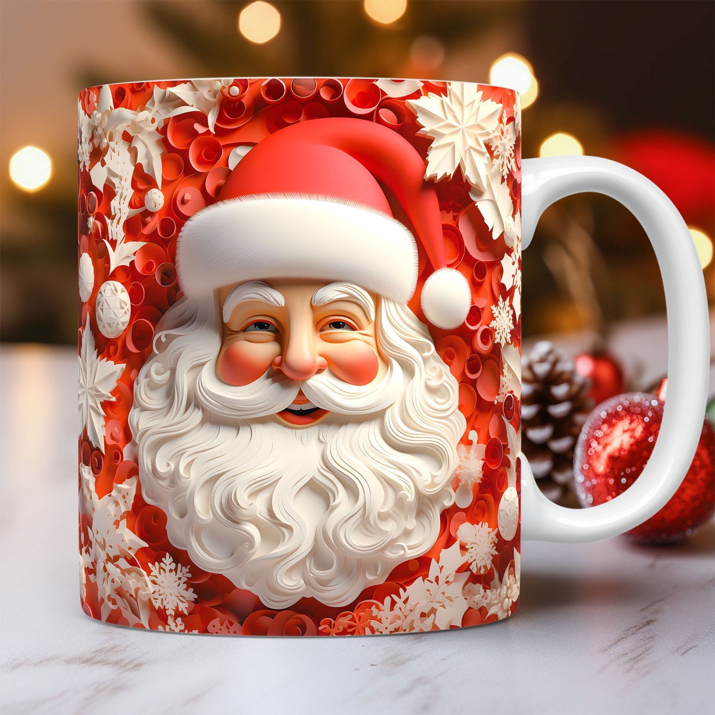 3D Christmas Ceramic Mug – Space Design Snowman & Santa Coffee Cup for Kids & Adults, Xmas Gift