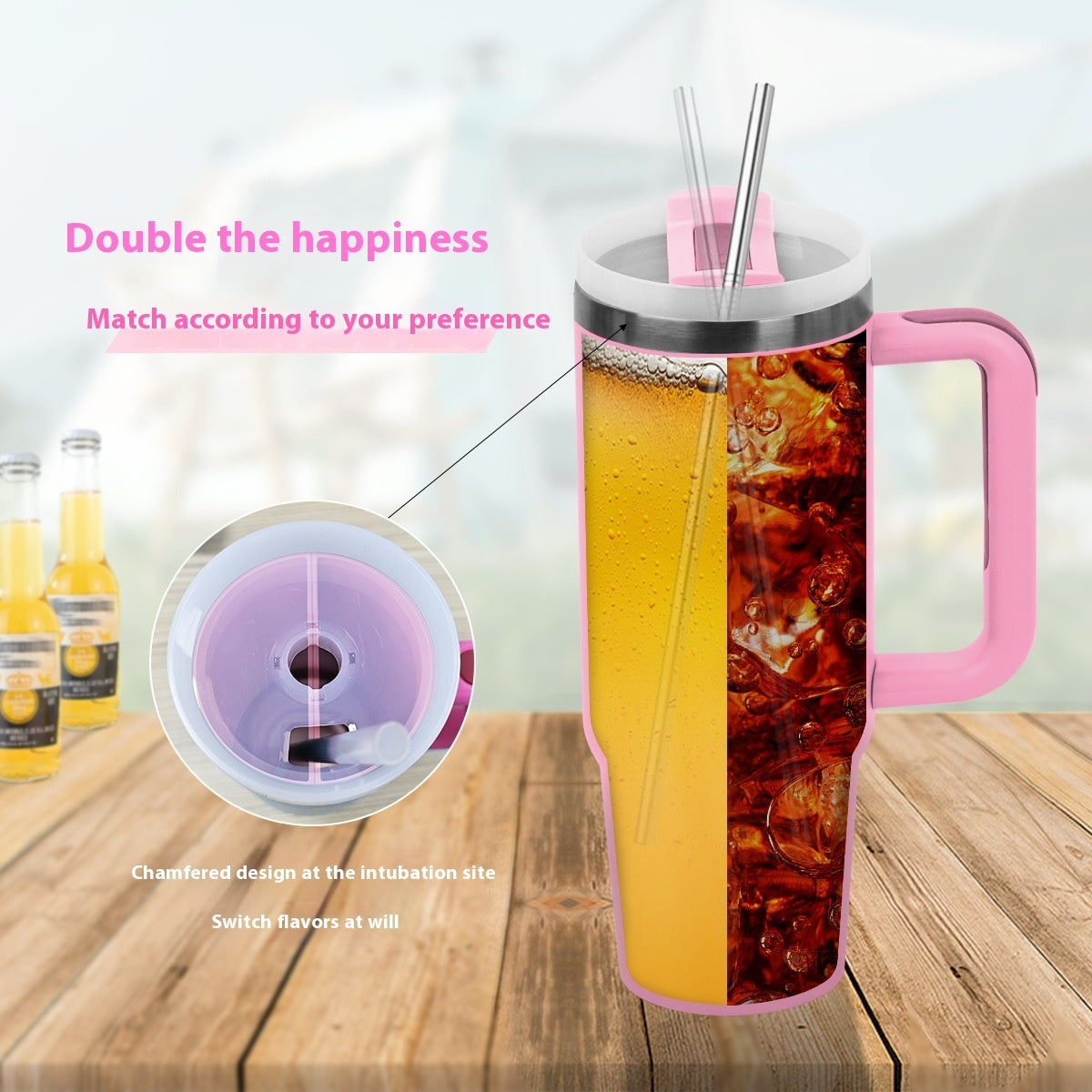 40oz Vacuum Insulated Cup with Double-Layer Silicone Liner - Multi-Specification Drinking Solution