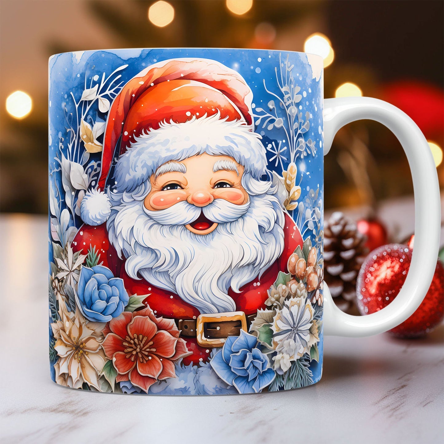 3D Christmas Ceramic Mug – Space Design Snowman & Santa Coffee Cup for Kids & Adults, Xmas Gift