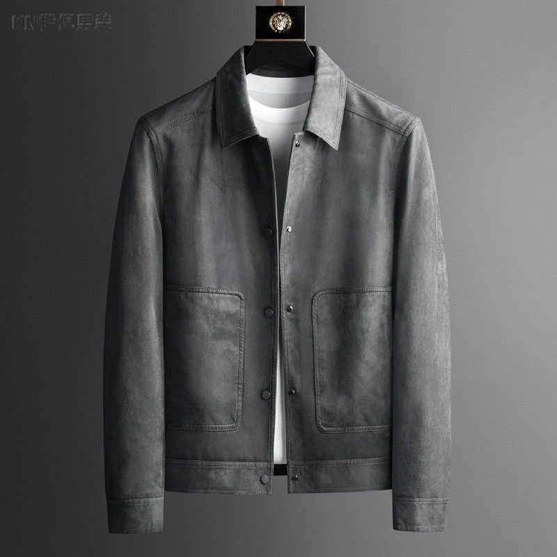 Men's High-Grade British Style Lapel Jacket - Casual & Easy-Match PU Outerwear